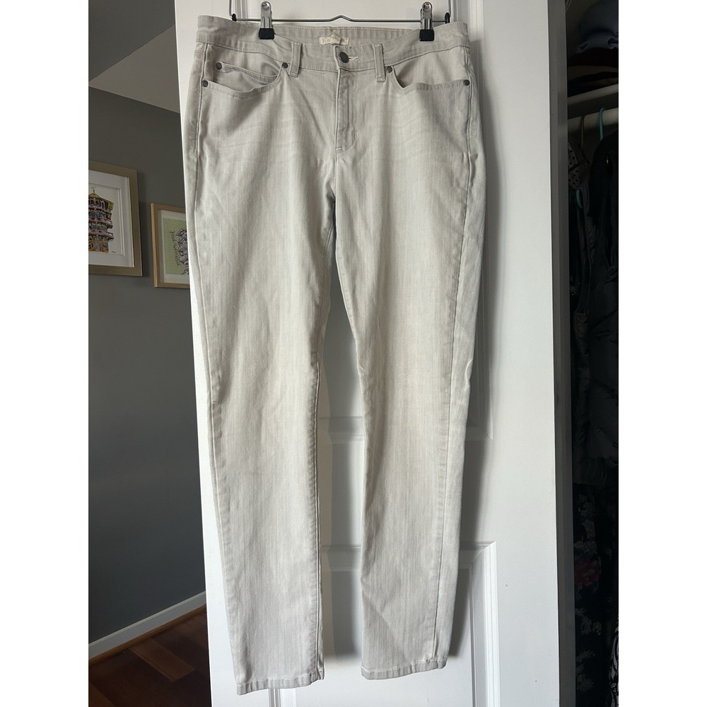 Eileen Fisher Organic Cotton Jeans Womens Size 12 Light Gray Stretch Slim